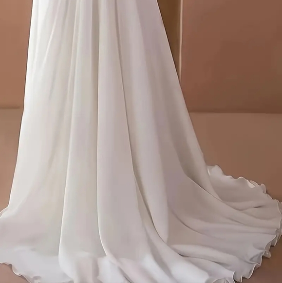 Vintage Flowy Goddess Greco-Roman Greek Goddess Wedding Dress Off Shoulder Dress - Picture 3 of 4